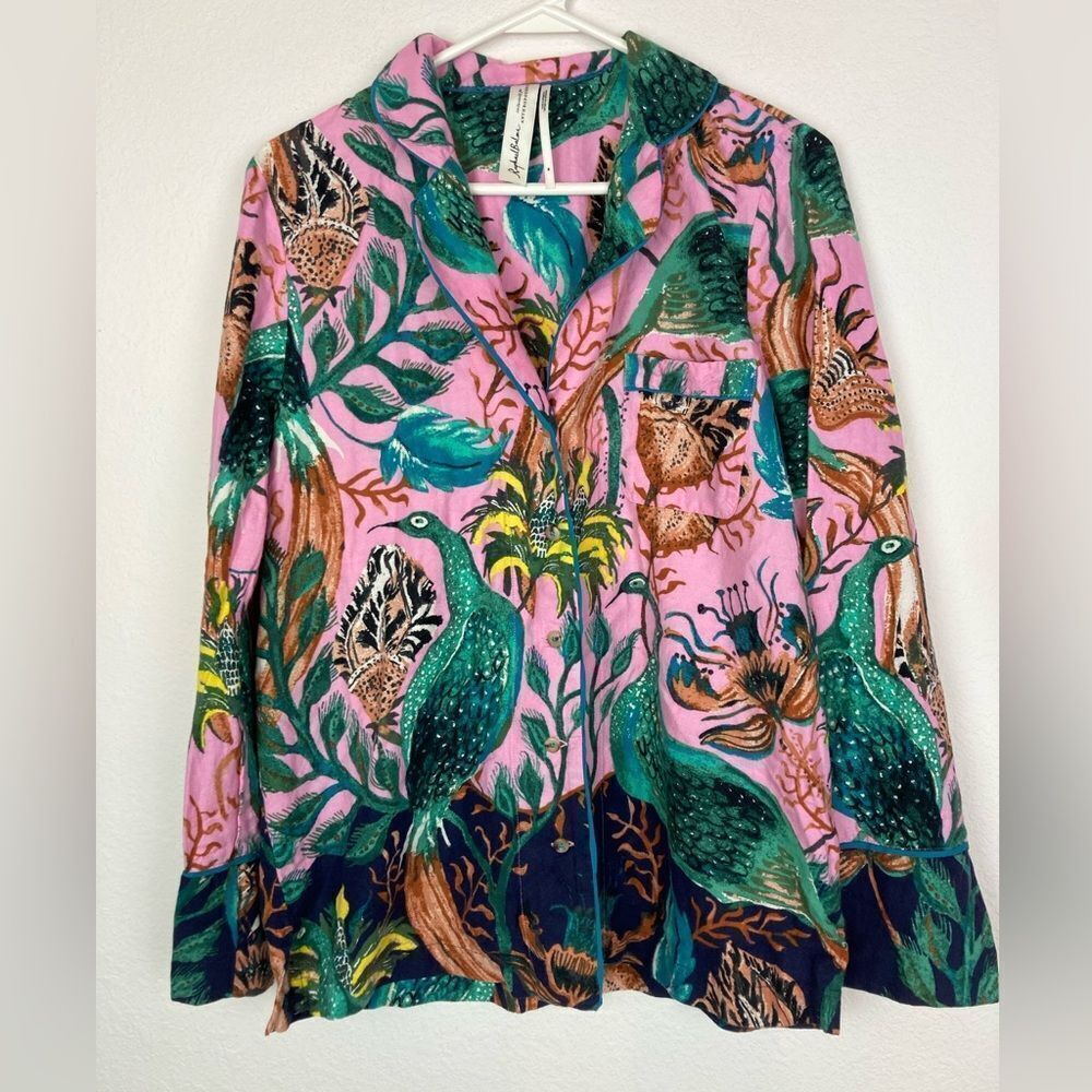 NWOT Anthropologie pj top peacock print sold out on site French Raphael Balme